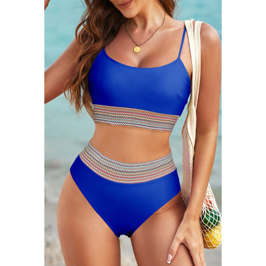 Scoop Neck Spaghetti Strap Bikini Set Royal Blue / S Apparel and Accessories