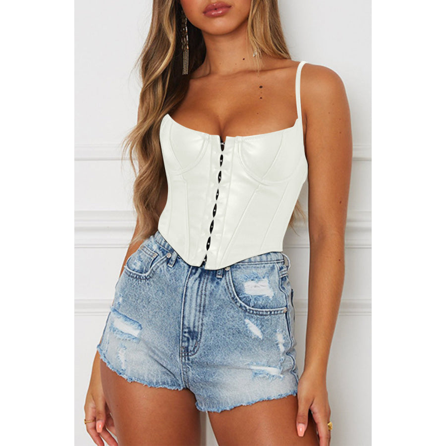 Scoop Neck Spaghetti Strap Cami White / L Apparel and Accessories