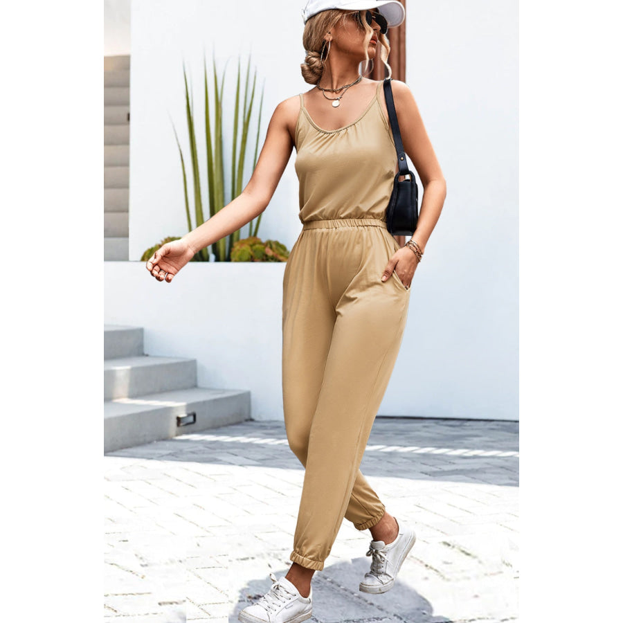 Scoop Neck Spaghetti Strap Jumpsuit Apparel and Accessories