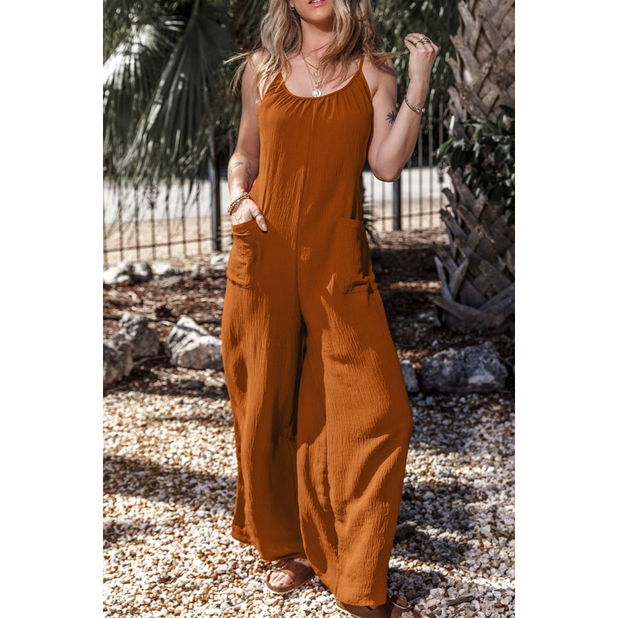 Scoop Neck Spaghetti Strap Jumpsuit Apparel and Accessories