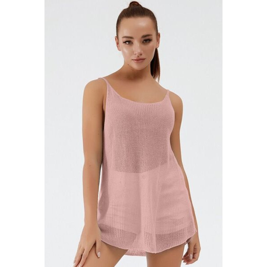 Scoop Neck Spaghetti Strap Knit Cami Apparel and Accessories