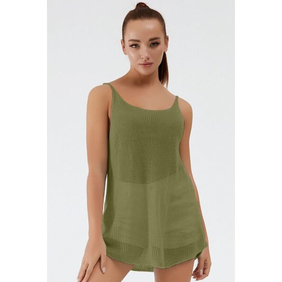 Scoop Neck Spaghetti Strap Knit Cami Apparel and Accessories