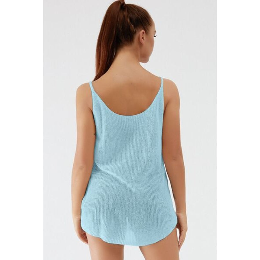 Scoop Neck Spaghetti Strap Knit Cami Apparel and Accessories