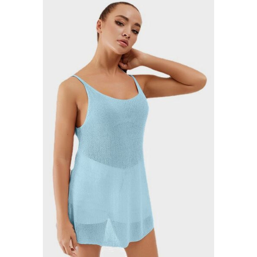 Scoop Neck Spaghetti Strap Knit Cami Apparel and Accessories