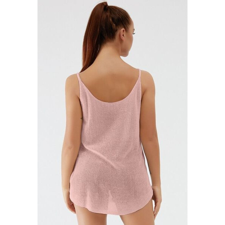 Scoop Neck Spaghetti Strap Knit Cami Apparel and Accessories