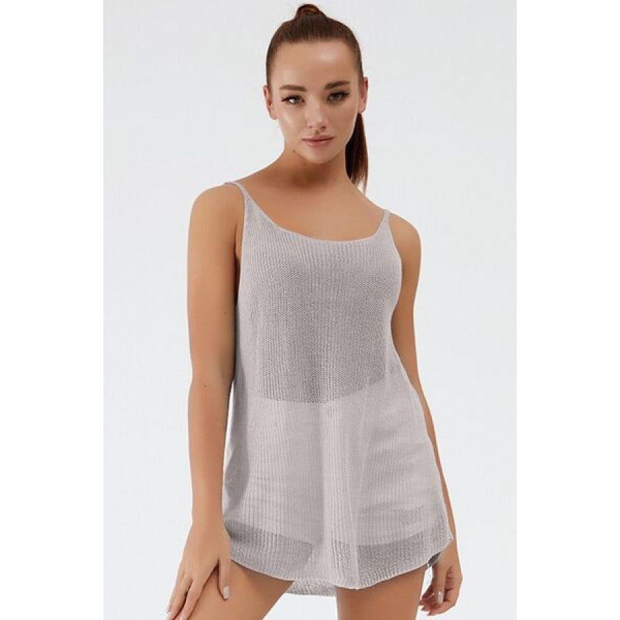 Scoop Neck Spaghetti Strap Knit Cami Apparel and Accessories