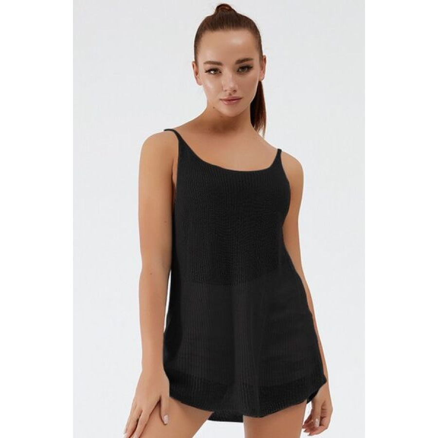 Scoop Neck Spaghetti Strap Knit Cami Apparel and Accessories