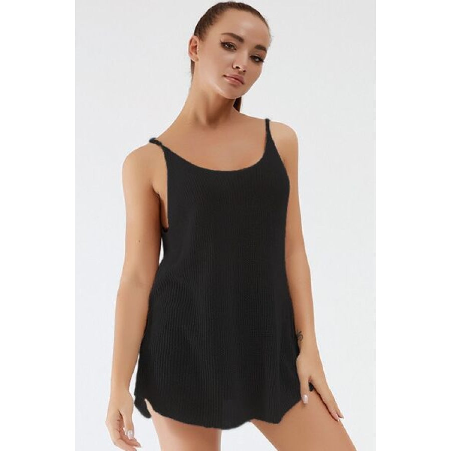 Scoop Neck Spaghetti Strap Knit Cami Apparel and Accessories