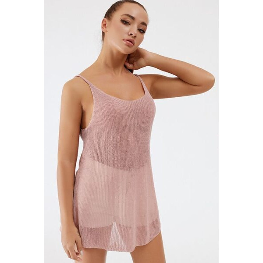 Scoop Neck Spaghetti Strap Knit Cami Apparel and Accessories