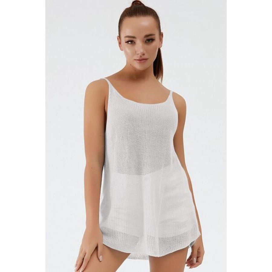 Scoop Neck Spaghetti Strap Knit Cami Apparel and Accessories