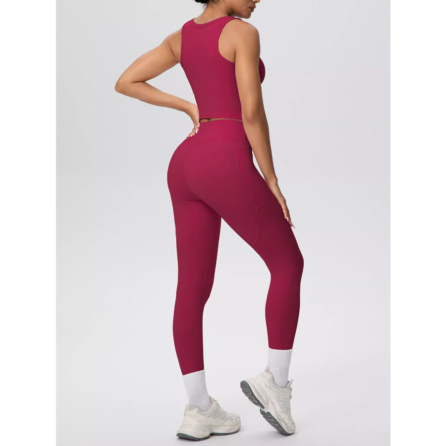 Scoop Neck Tank and High-Waisted Leggings Active Set Apparel and Accessories