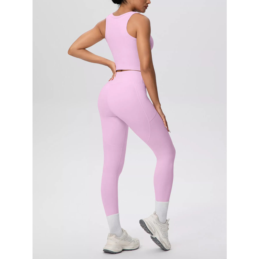 Scoop Neck Tank and High-Waisted Leggings Active Set Apparel and Accessories