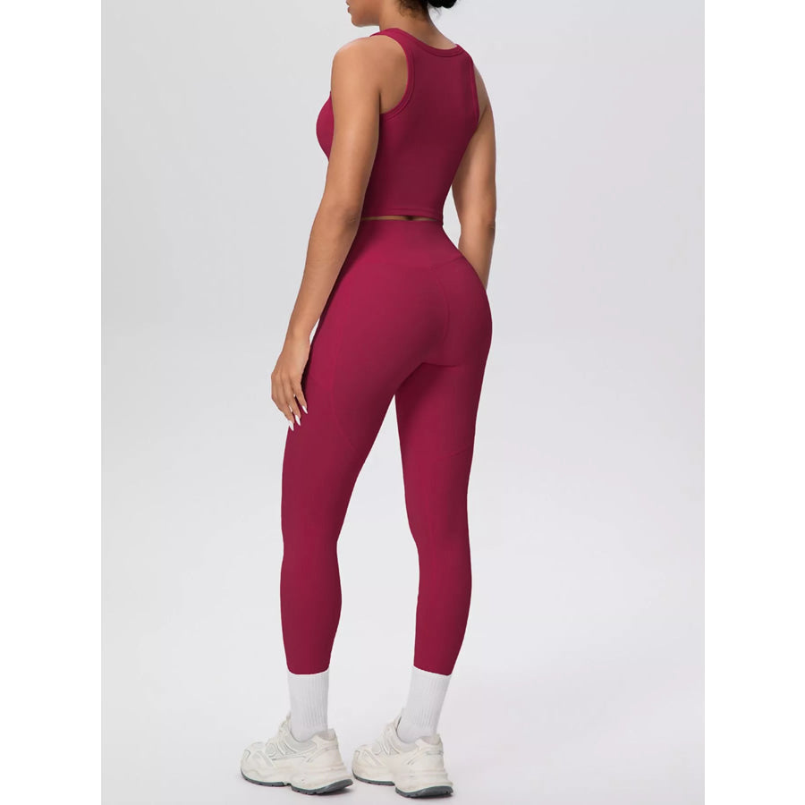 Scoop Neck Tank and High-Waisted Leggings Active Set Apparel and Accessories