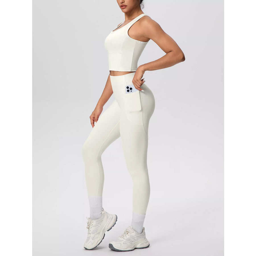 Scoop Neck Tank and High-Waisted Leggings Active Set Apparel and Accessories
