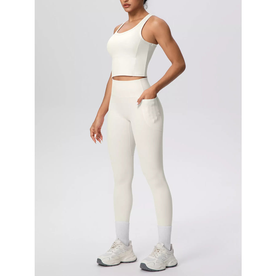 Scoop Neck Tank and High-Waisted Leggings Active Set Apparel and Accessories