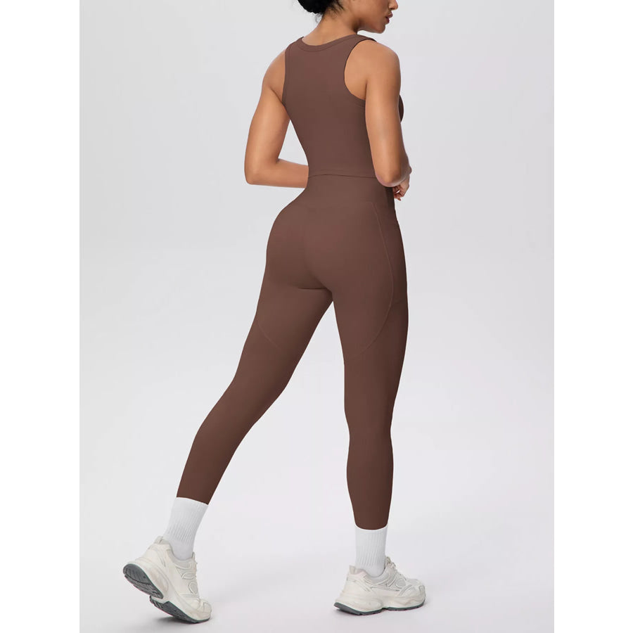 Scoop Neck Tank and High-Waisted Leggings Active Set Apparel and Accessories
