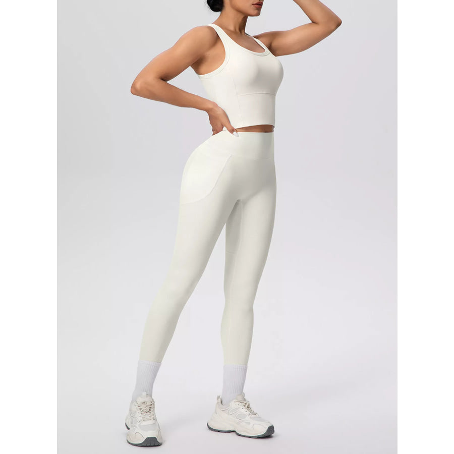 Scoop Neck Tank and High-Waisted Leggings Active Set Apparel and Accessories