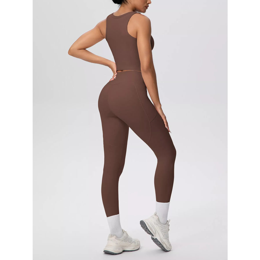 Scoop Neck Tank and High-Waisted Leggings Active Set Apparel and Accessories