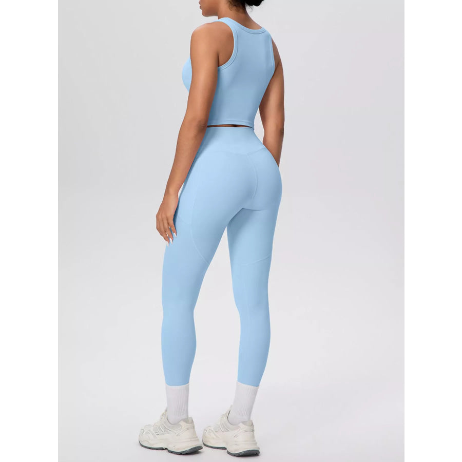Scoop Neck Tank and High-Waisted Leggings Active Set Apparel and Accessories