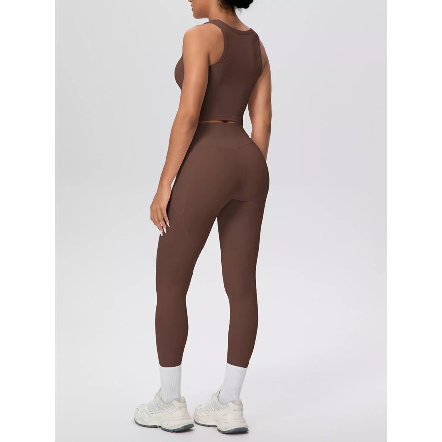 Scoop Neck Tank and High-Waisted Leggings Active Set Apparel and Accessories