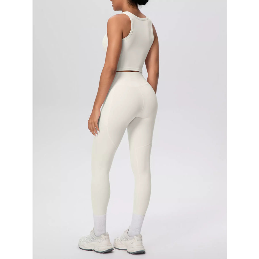 Scoop Neck Tank and High-Waisted Leggings Active Set Apparel and Accessories