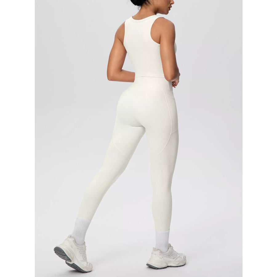 Scoop Neck Tank and High-Waisted Leggings Active Set Apparel and Accessories