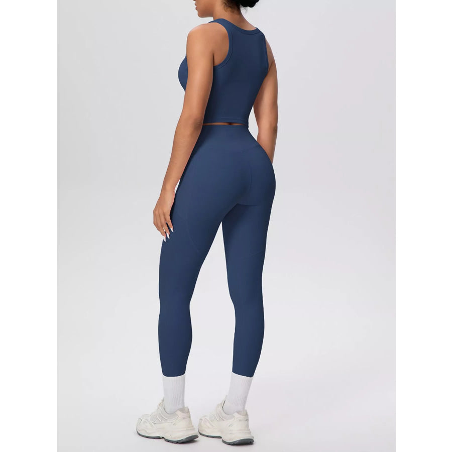 Scoop Neck Tank and High-Waisted Leggings Active Set Apparel and Accessories