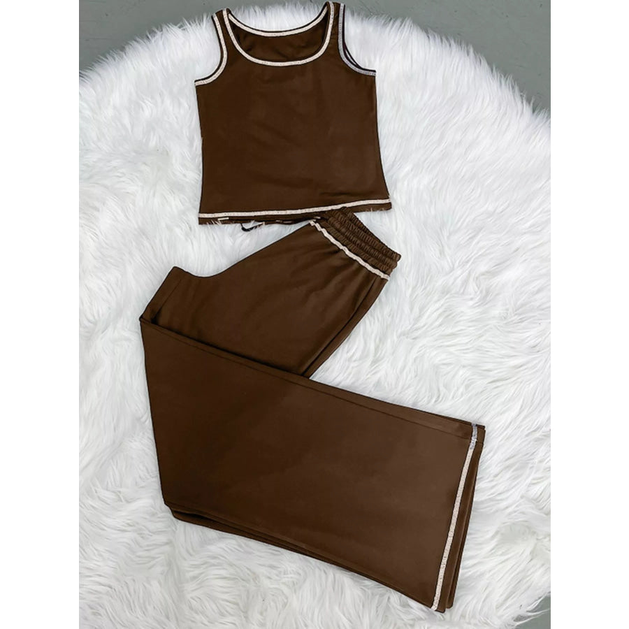 Scoop Neck Tank Top and Drawstring Pants Set Apparel and Accessories
