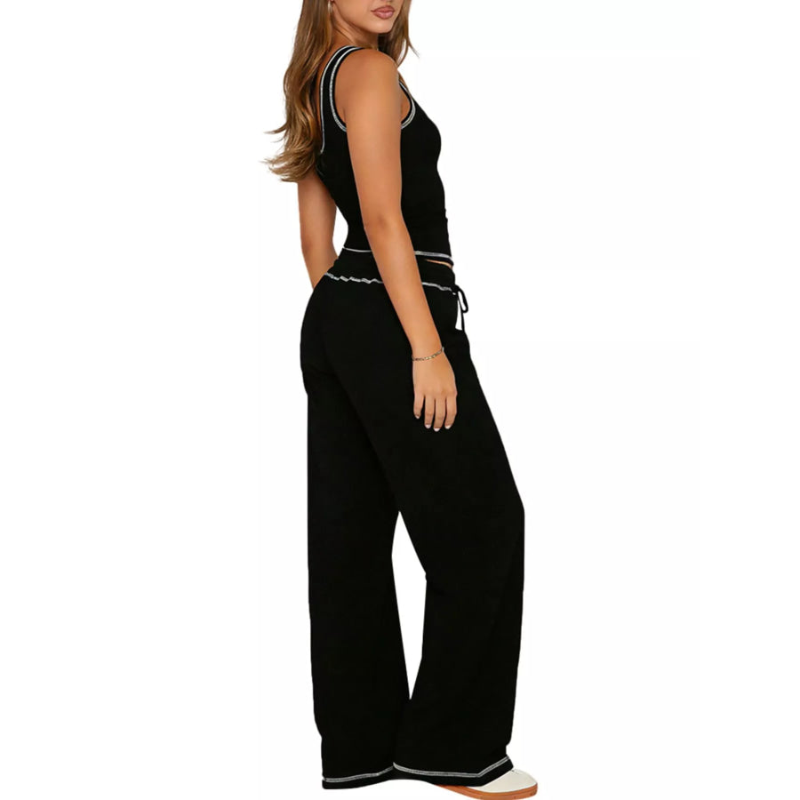 Scoop Neck Tank Top and Drawstring Pants Set Apparel and Accessories