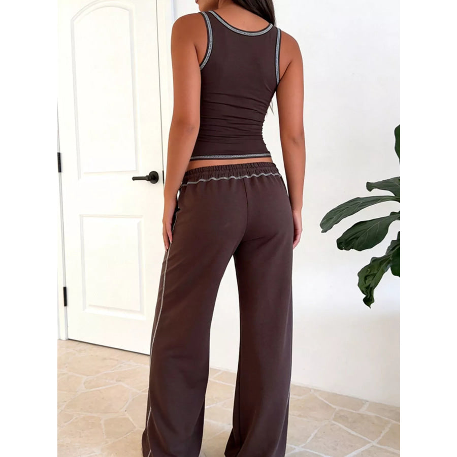 Scoop Neck Tank Top and Drawstring Pants Set Apparel and Accessories