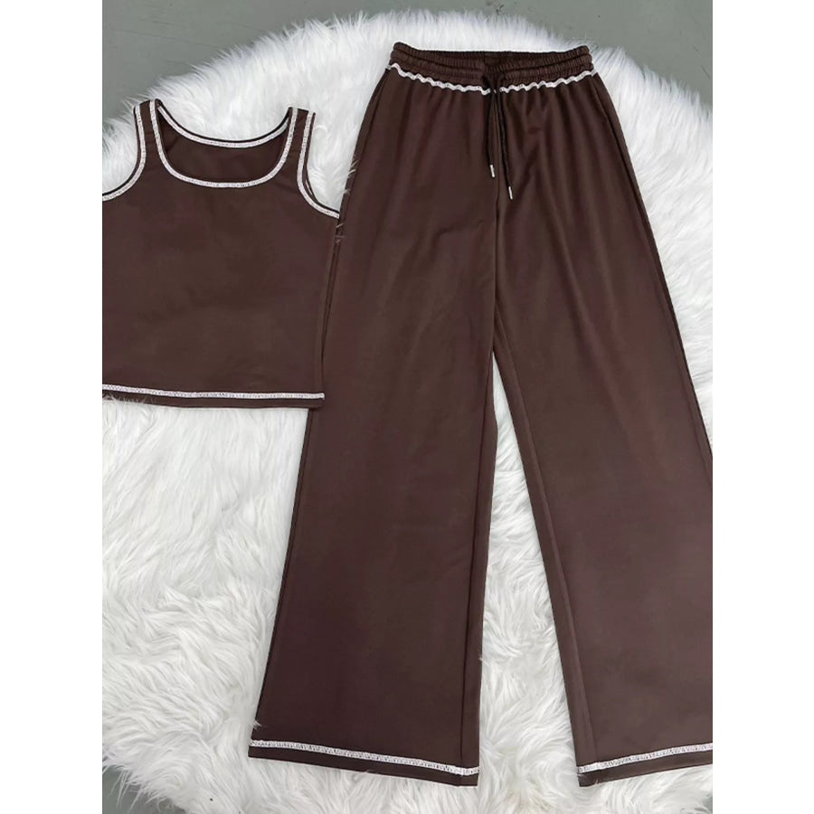 Scoop Neck Tank Top and Drawstring Pants Set Apparel and Accessories