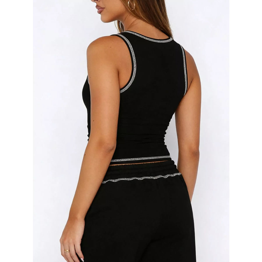 Scoop Neck Tank Top and Drawstring Pants Set Apparel and Accessories