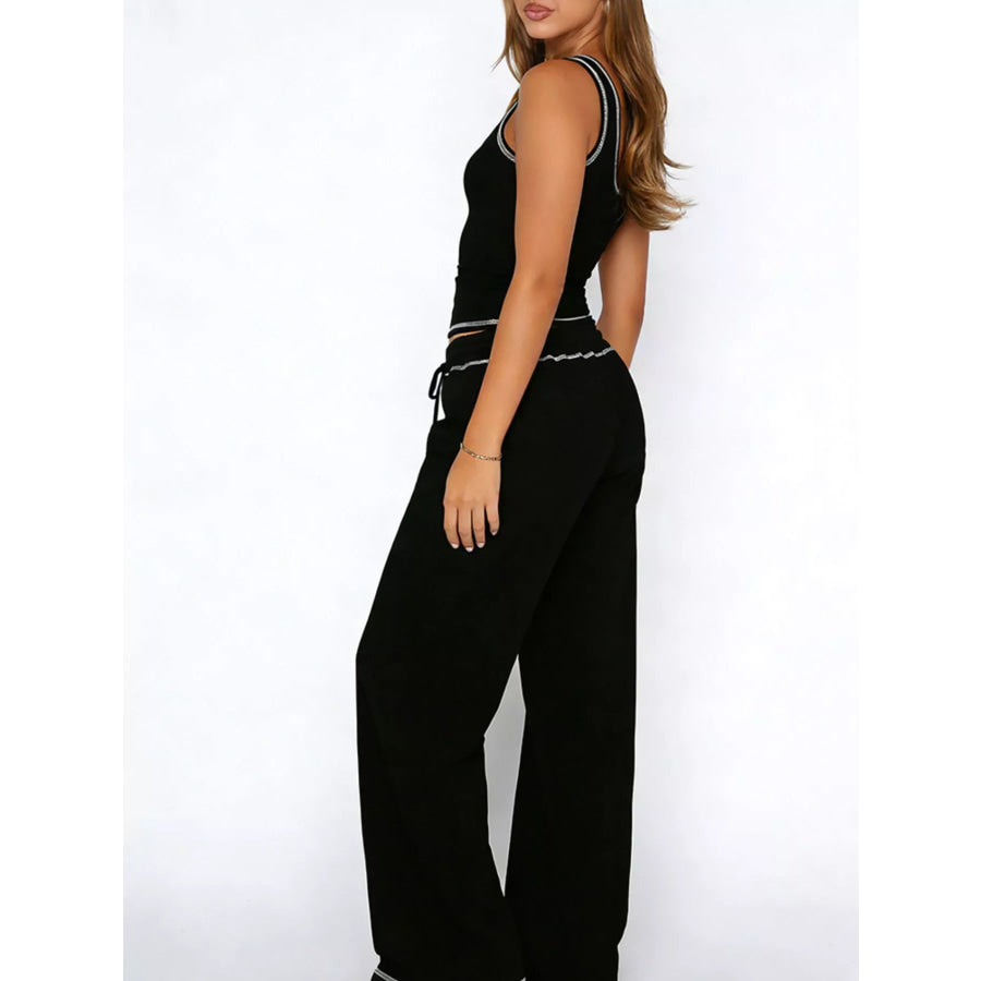 Scoop Neck Tank Top and Drawstring Pants Set Apparel and Accessories