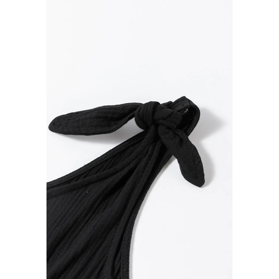 Scoop Neck Tie Shoulder Romper Apparel and Accessories