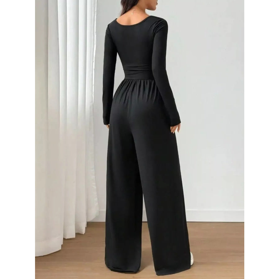 Scoop Neck Wide Leg Jumpsuit Apparel and Accessories