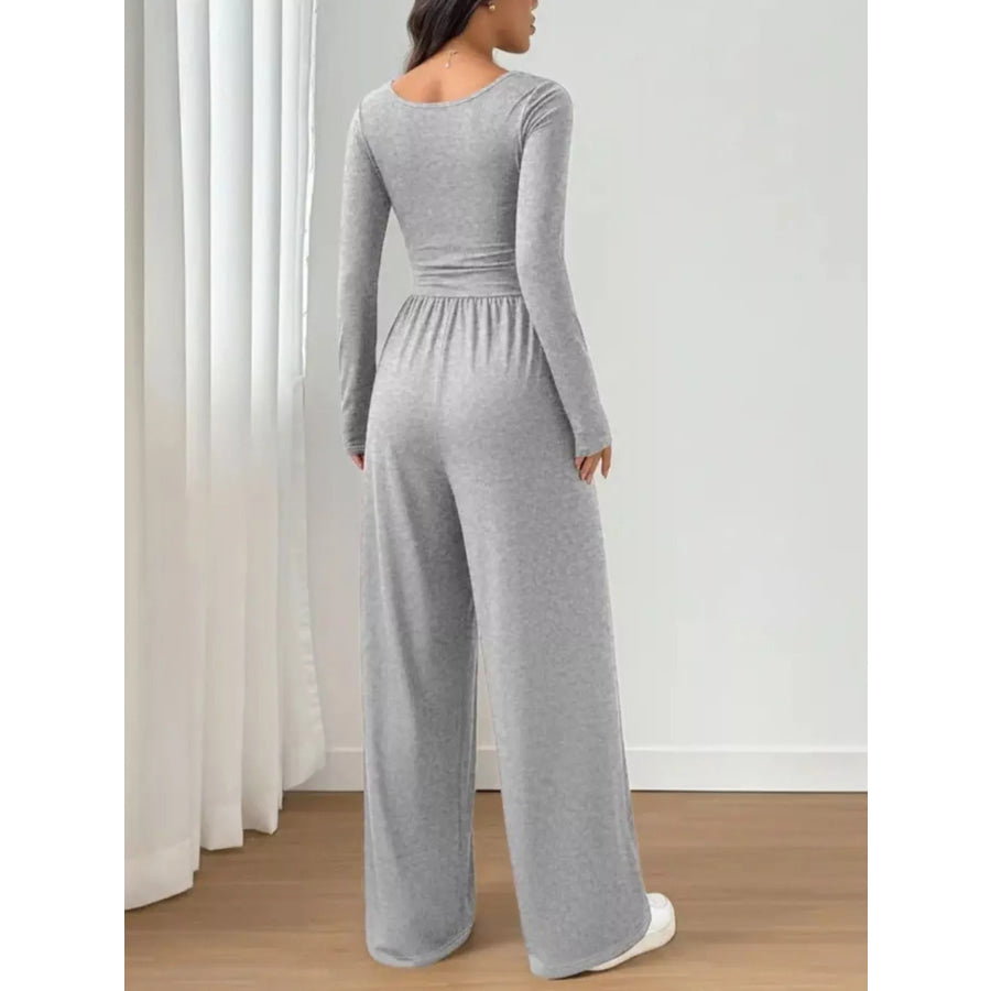 Scoop Neck Wide Leg Jumpsuit Apparel and Accessories