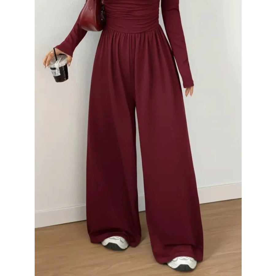 Scoop Neck Wide Leg Jumpsuit Apparel and Accessories