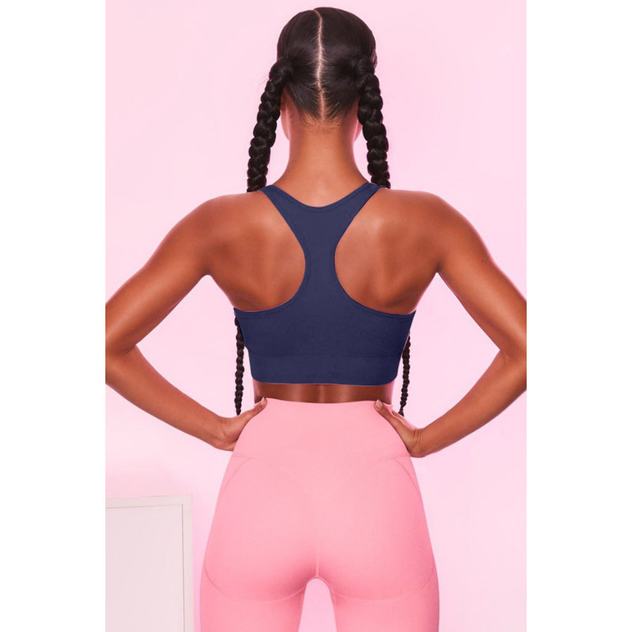 Scoop Neck Wide Strap Active Bra Apparel and Accessories