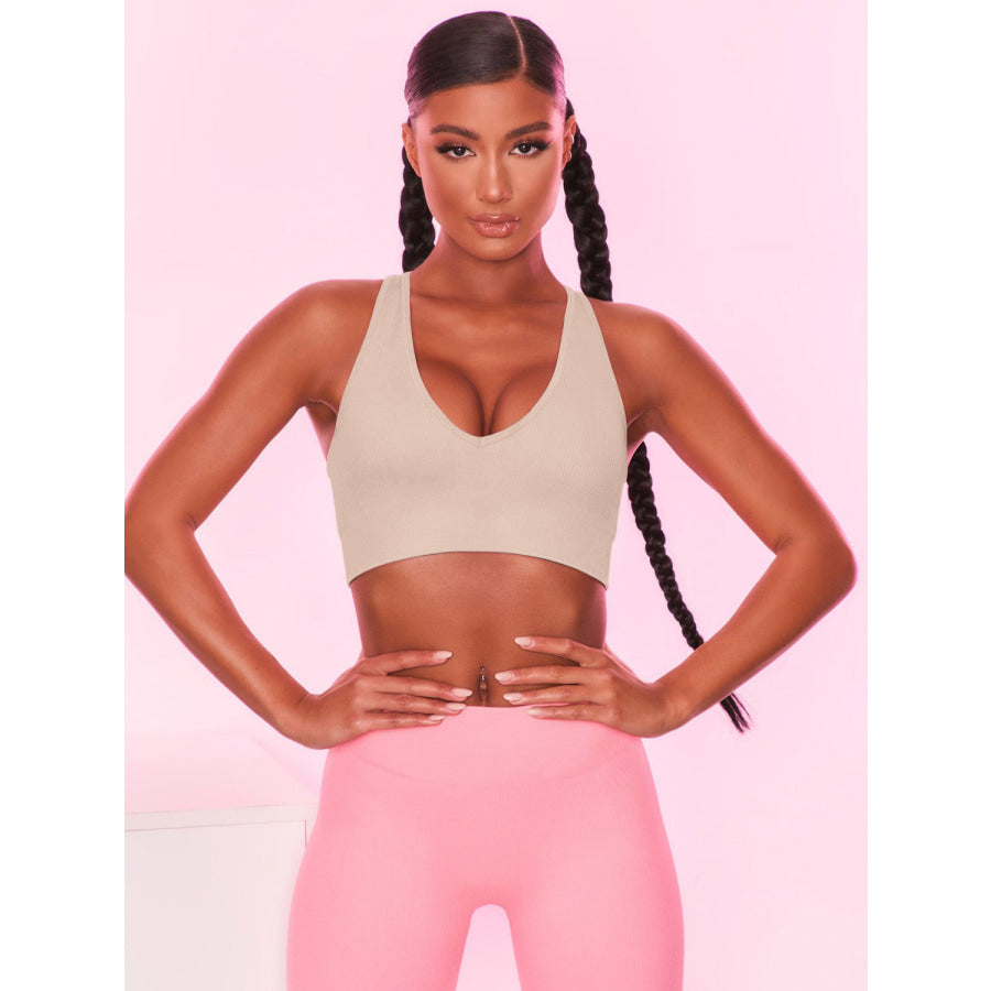 Scoop Neck Wide Strap Active Bra Apparel and Accessories