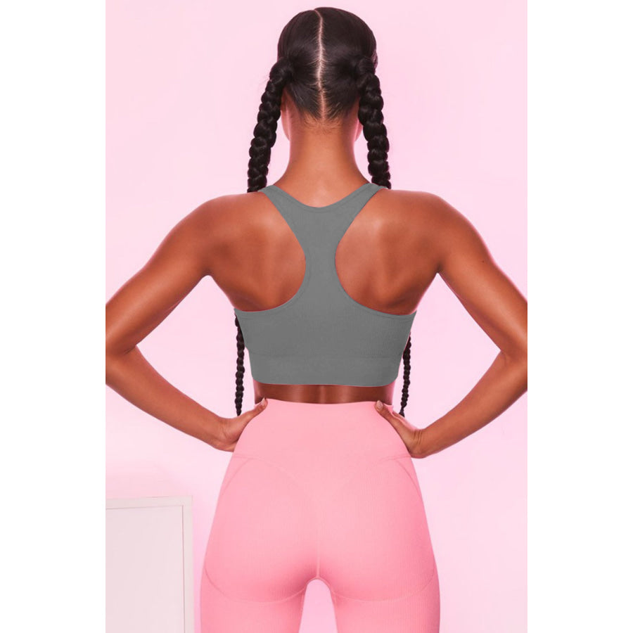 Scoop Neck Wide Strap Active Bra Apparel and Accessories