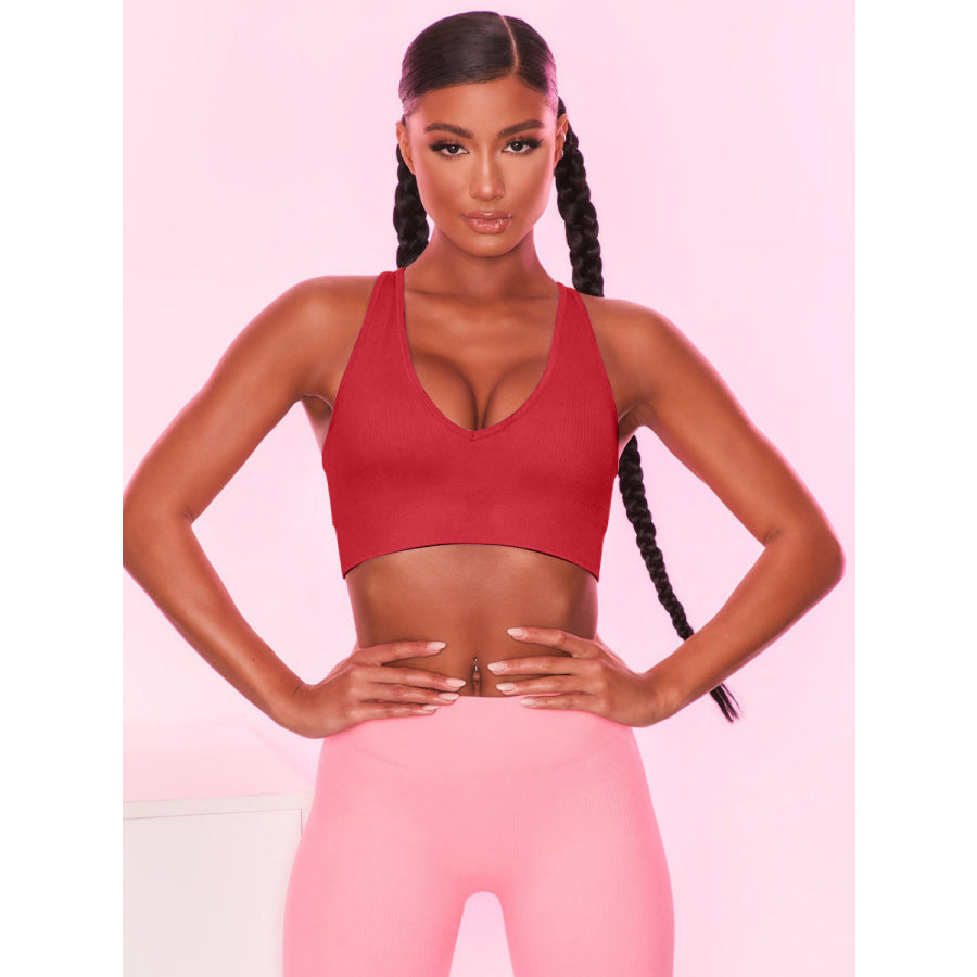 Scoop Neck Wide Strap Active Bra Apparel and Accessories