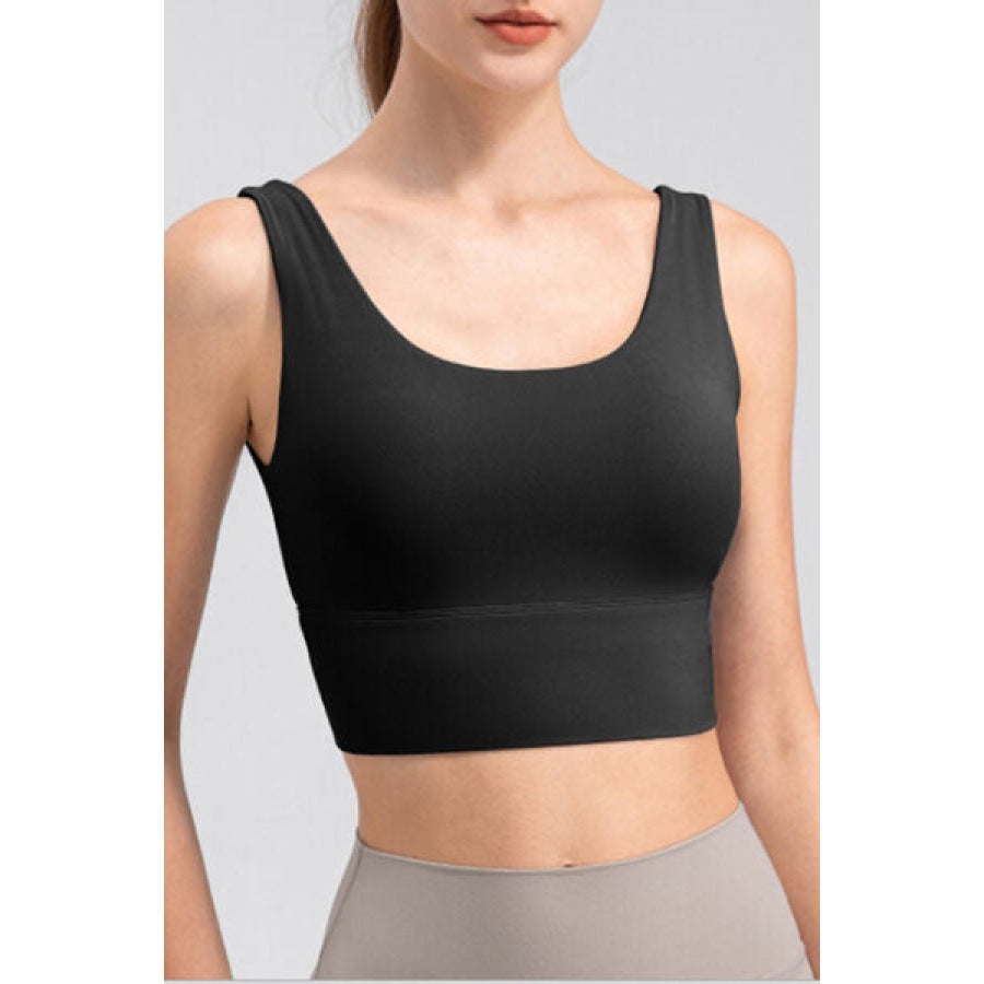 Scoop Neck Wide Strap Active Tank Black / S Clothing