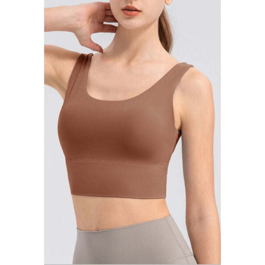 Scoop Neck Wide Strap Active Tank Caramel / S Clothing