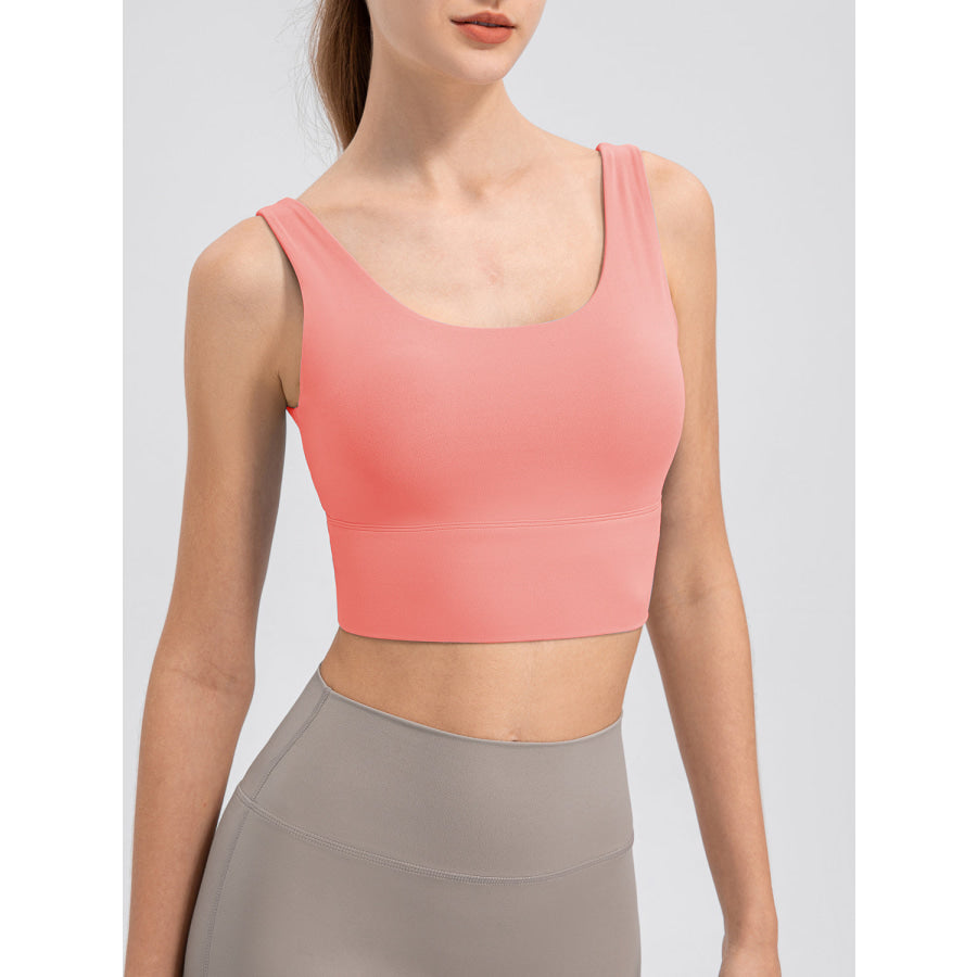 Scoop Neck Wide Strap Active Tank Coral / L Clothing