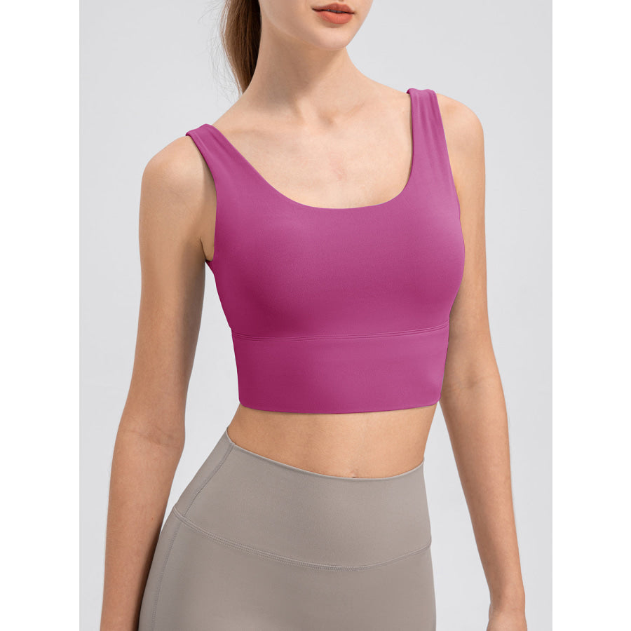 Scoop Neck Wide Strap Active Tank Fuchsia / L Clothing