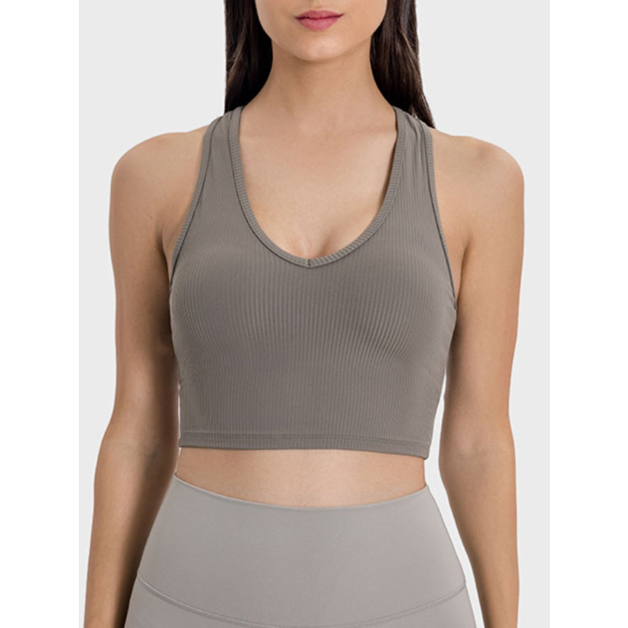 Scoop Neck Wide Strap Active Tank Mocha / 4 Apparel and Accessories