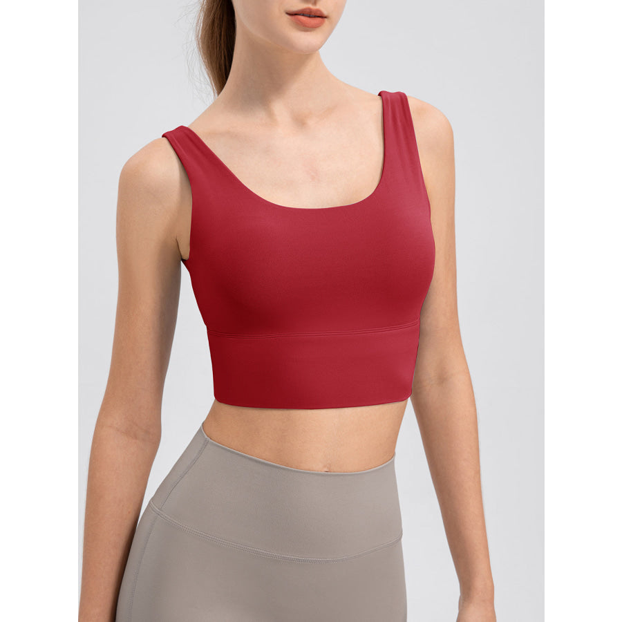 Scoop Neck Wide Strap Active Tank Scarlet / L Clothing