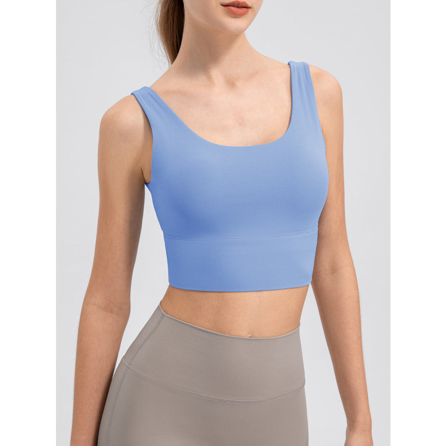 Scoop Neck Wide Strap Active Tank Sky Blue / S Clothing