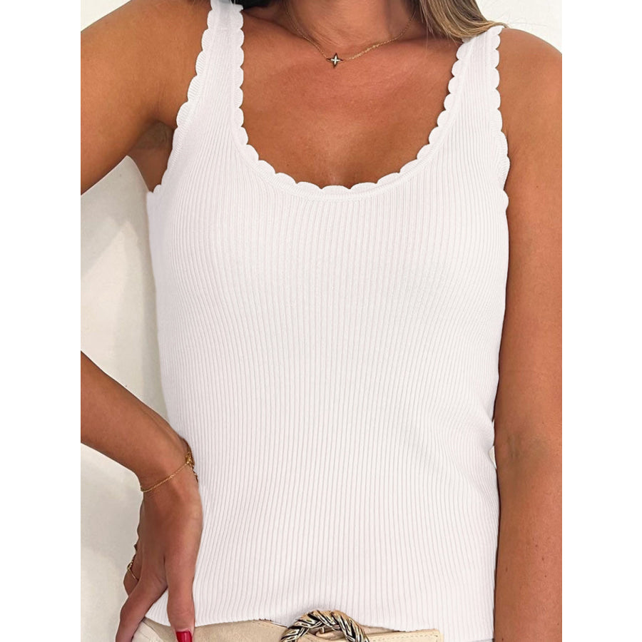 Scoop Neck Wide Strap Knit Tank Apparel and Accessories