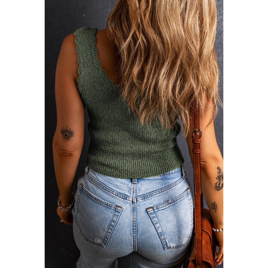 Scoop Neck Wide Strap Knit Vest Apparel and Accessories